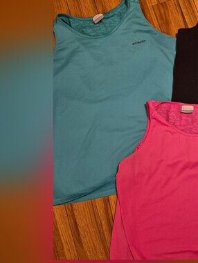 Columbia Women's Pink, Teal & Black Athletic Tank Tops - 3 Tanks.